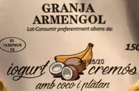 Mängden socker i Iogurt cremós amb coco i plàtan