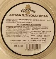 Mängden socker i Almendra frita comuna con sal