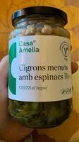 Mängden socker i Cigrons menuts amb espinacs bio