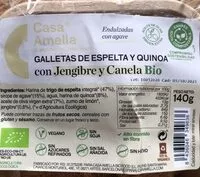 Mängden socker i Galletas de espelta y quinoa con jengibre y canela
