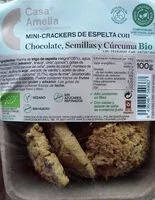 Mängden socker i Mini-crackers de espelta con chocolate, semillas y curcuma