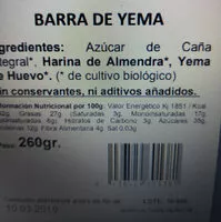 Mängden socker i Bizcorrón de Yema