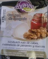 Mängden socker i Sandwich rulo de cabra, mermelada de pimiento y nueces