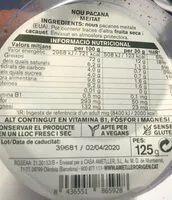 Mängden socker i Nou pecana meitat