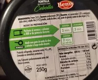 Mängden socker i Tortilla de patata con cebolla