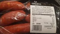 Mängden socker i Chorizo frais boyau naturel