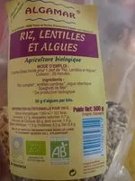 Mängden socker i riz, lentilles,  Algues Bio Algamar