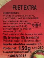 Mängden socker i Fuet extra