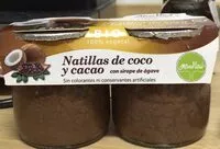 Mängden socker i Natillas de coco y cacao con sirope de ágave