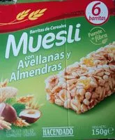 Mängden socker i Barritas de cereales muesli con avellanas y almendras