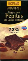 Mängden socker i Chocolate negro 72% con pepitas de cacao