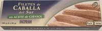 Mängden socker i Filetes de caballa del Sur en aceite de girasol