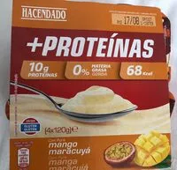 Mängden socker i Postre lácteo +Proteínas con mango y maracuya 0% m.g 10 g proteínas