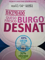 Mängden socker i Queso fresco Burgos desnatado 0% m.g de vaca