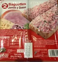 Mängden socker i 2 baguettes jamón y queso