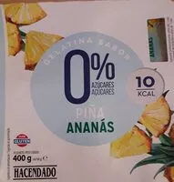 Mängden socker i Gelatina sabor piña 0% azúcares