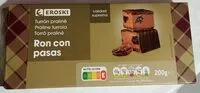 Mängden socker i Turrón praliné ron con pasas