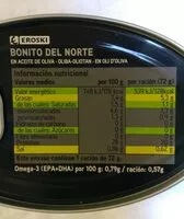 Mängden socker i Bonito del norte en aceite de oliva