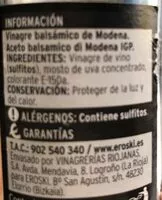 Mängden socker i Vinagre balsamico de Modena