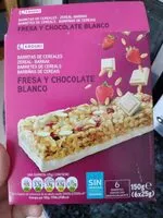 Mängden socker i Barrita de cereales con fresa y chocolate blanco