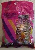 Mängden socker i Caramelos de sabores naranja, cereza, manzana, mora y plátano