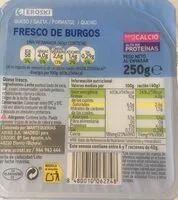 Mängden socker i Queso fresco de Burgos