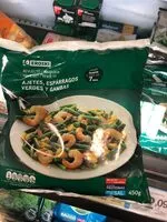 Mängden socker i Revuelto de ajetes, esparragos verdes y gambas