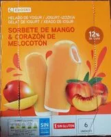 Mängden socker i Sorbete de mango y corazón de melocotón