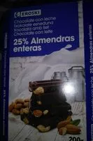 Mängden socker i Chocolate con leche 25% almendras enteras