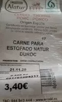 Mängden socker i Carne de cerdo duroc para estofado