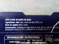 Mängden socker i Atún claro en aceite de oliva