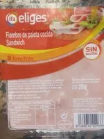 Mängden socker i Fiambre de paleta cocida sandwich