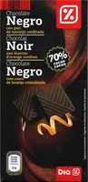 Mängden socker i Chocolat noir aux écorces d'orange confites. 70% cacao