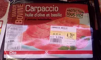 Mängden socker i Carpaccio huile d'olive et basilic
