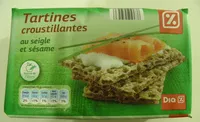 Mängden socker i Tartines croustillantes au seigle et sésame Dia