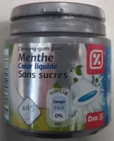 Mängden socker i Chewing-gum goût menthe coeur liquide sans sucres
