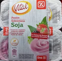 Mängden socker i Postre de soja con frutas del bosque