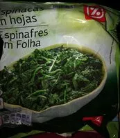 Mängden socker i Espinacas en hojas