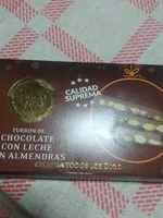 Mängden socker i Turrón de chocolate con leche con almendras
