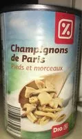 Mängden socker i Champignons de Paris pieds et morceaux
