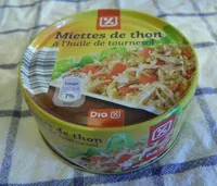 Mängden socker i Miettes de thon à l'huile de tournesol - Dia