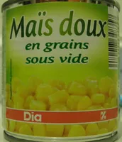 Mängden socker i Maïs doux en grains sous vide