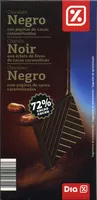 Mängden socker i Chocolate negro con pepitas de cacao caramelizadas 72% cacao