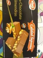 Mängden socker i Turrón de chocolate con almendras