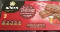 Mängden socker i Turrón de chocolate con guindas al licor