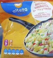 Mängden socker i Salteado de patatas, salchicha, tortilla y bacón