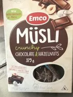 Mängden socker i Emco Muesli With Chocolate & Hazelnut