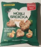 Mängden socker i Musli srdíčka křupavá s lískovými oříšky