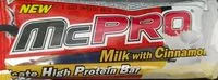 Mängden socker i McPro, protein bar milk with cinnamon