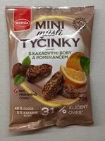Mängden socker i Mini müsli tyčinky s kakaovými boby a pomerančem